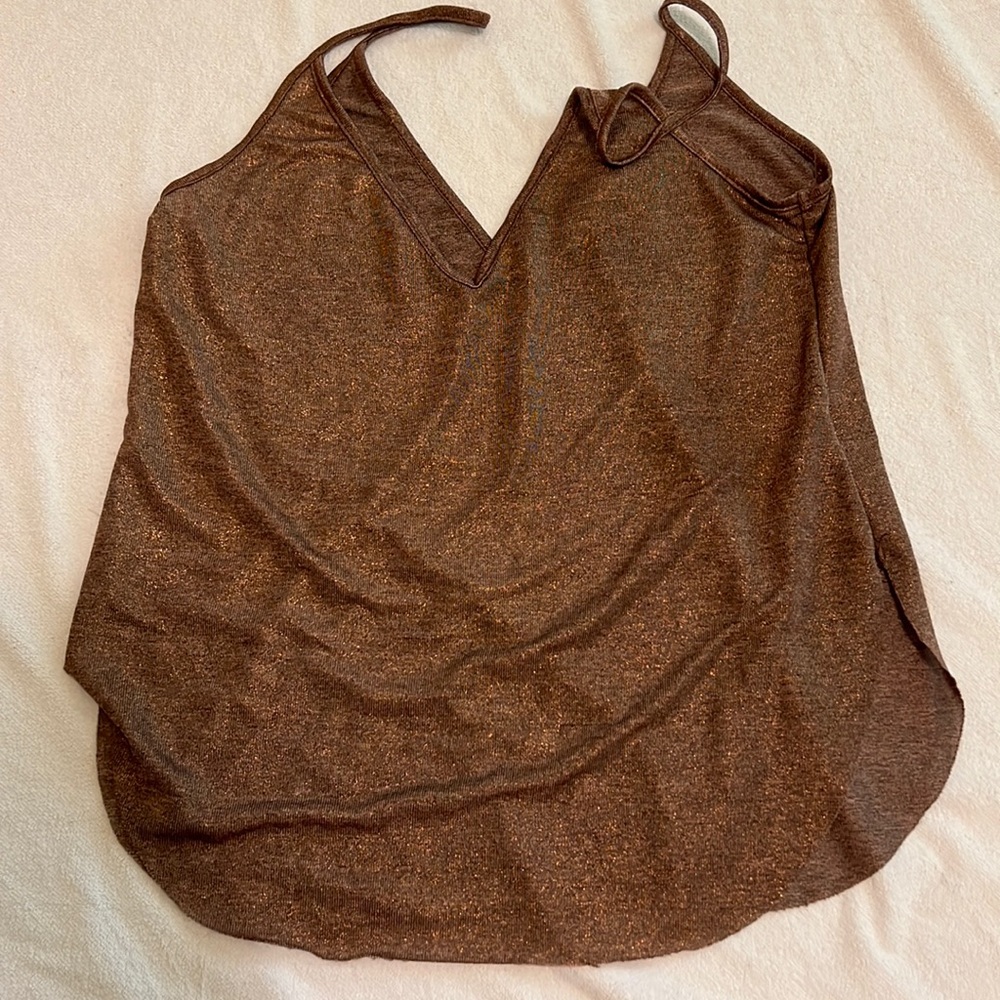 Shimmery LA hearts spaghetti strap tank in Small